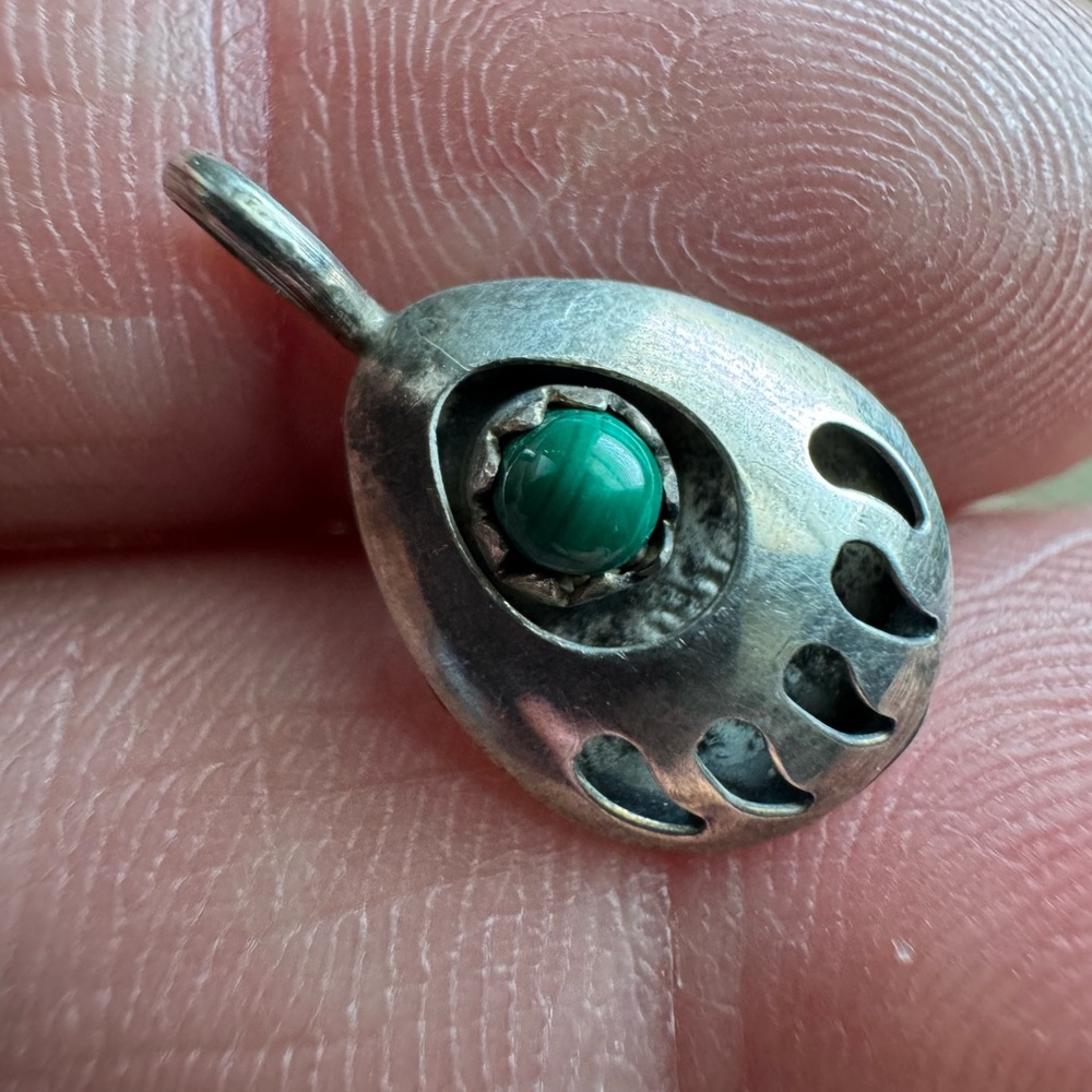 Silver Pendant with Green Stone